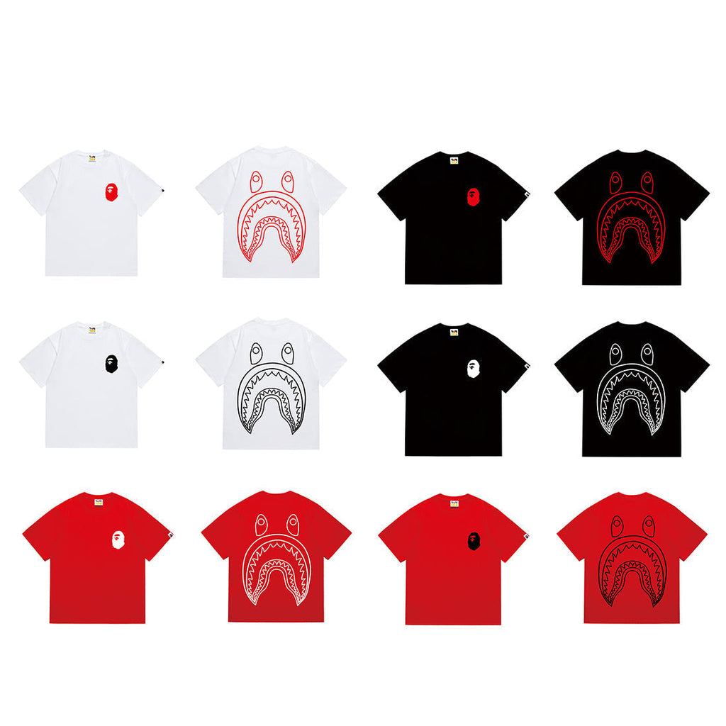 Bathing Shark and ape head print T-Shirt NextBlock