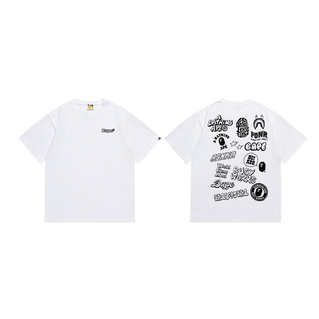 Bathing Shark and ape head print T-Shirt NextBlock
