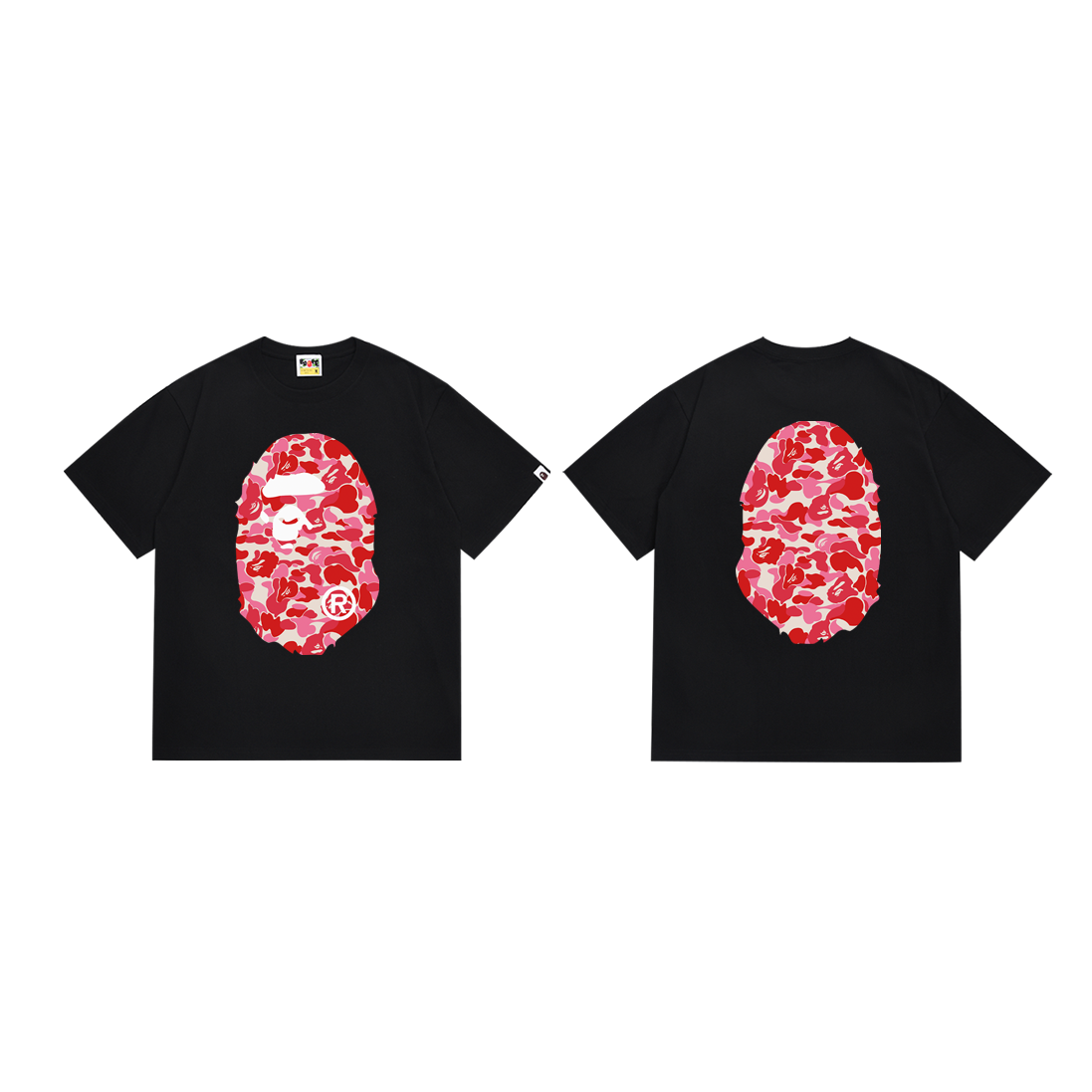 Bathing Shark and ape head print T-Shirt NextBlock