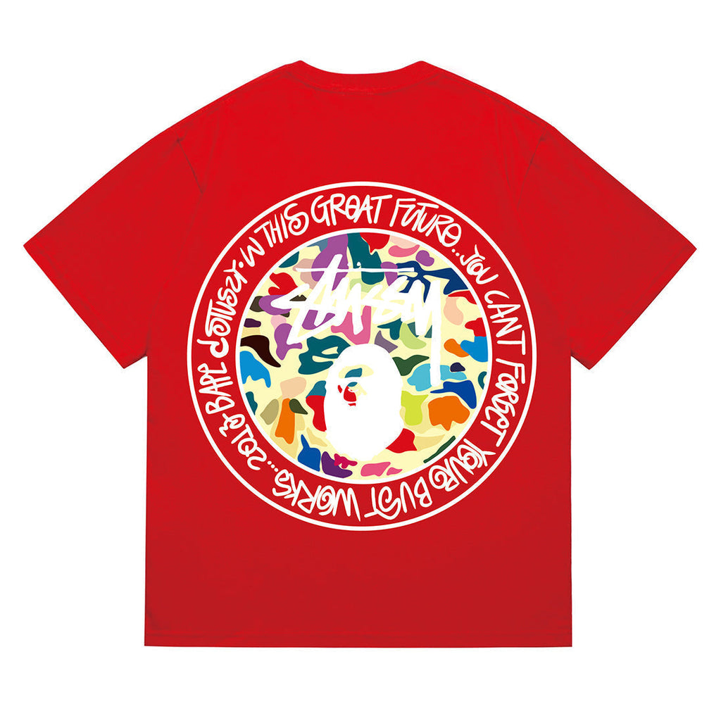 Bathing Shark and ape head print T-Shirt NextBlock