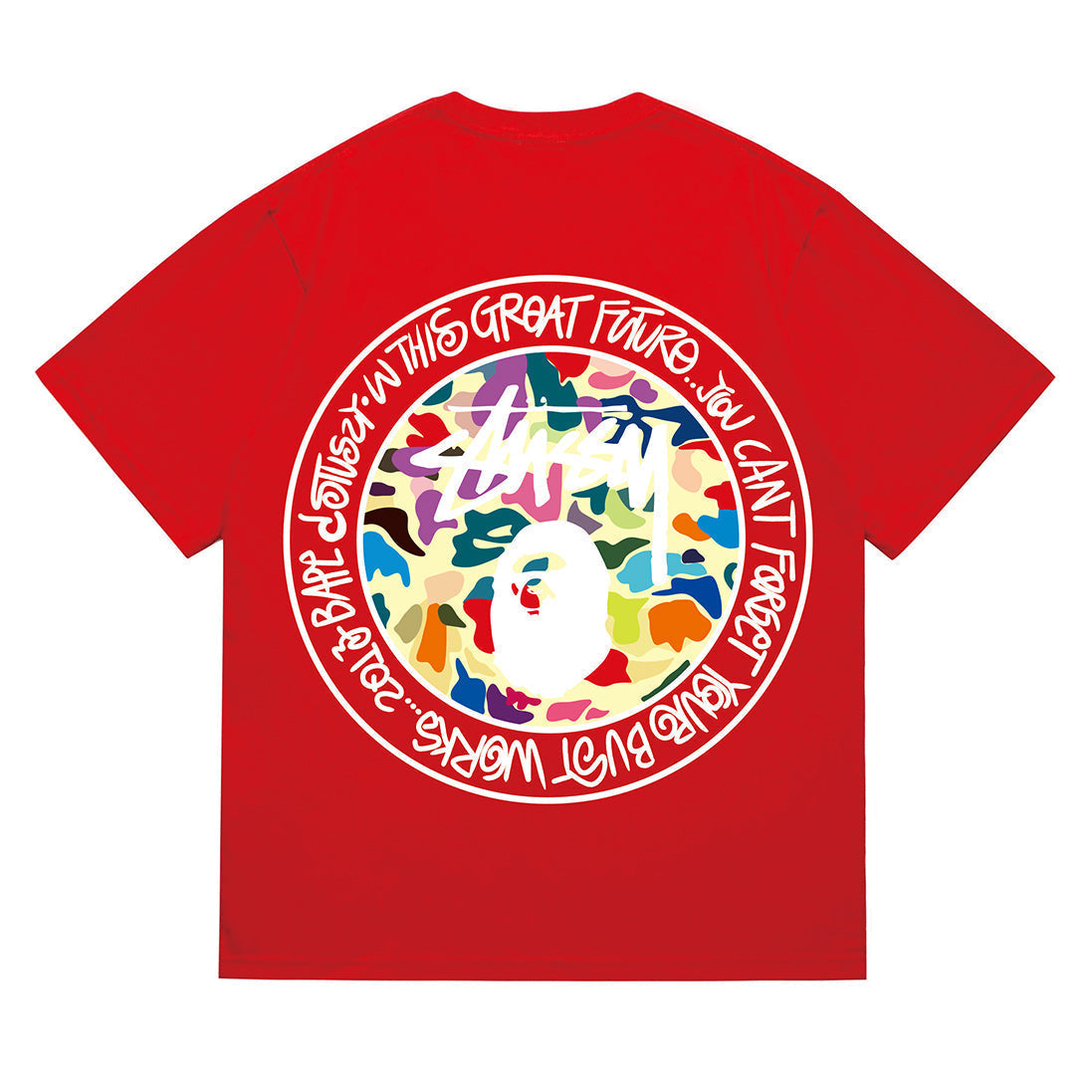Bathing Shark and ape head print T-Shirt NextBlock