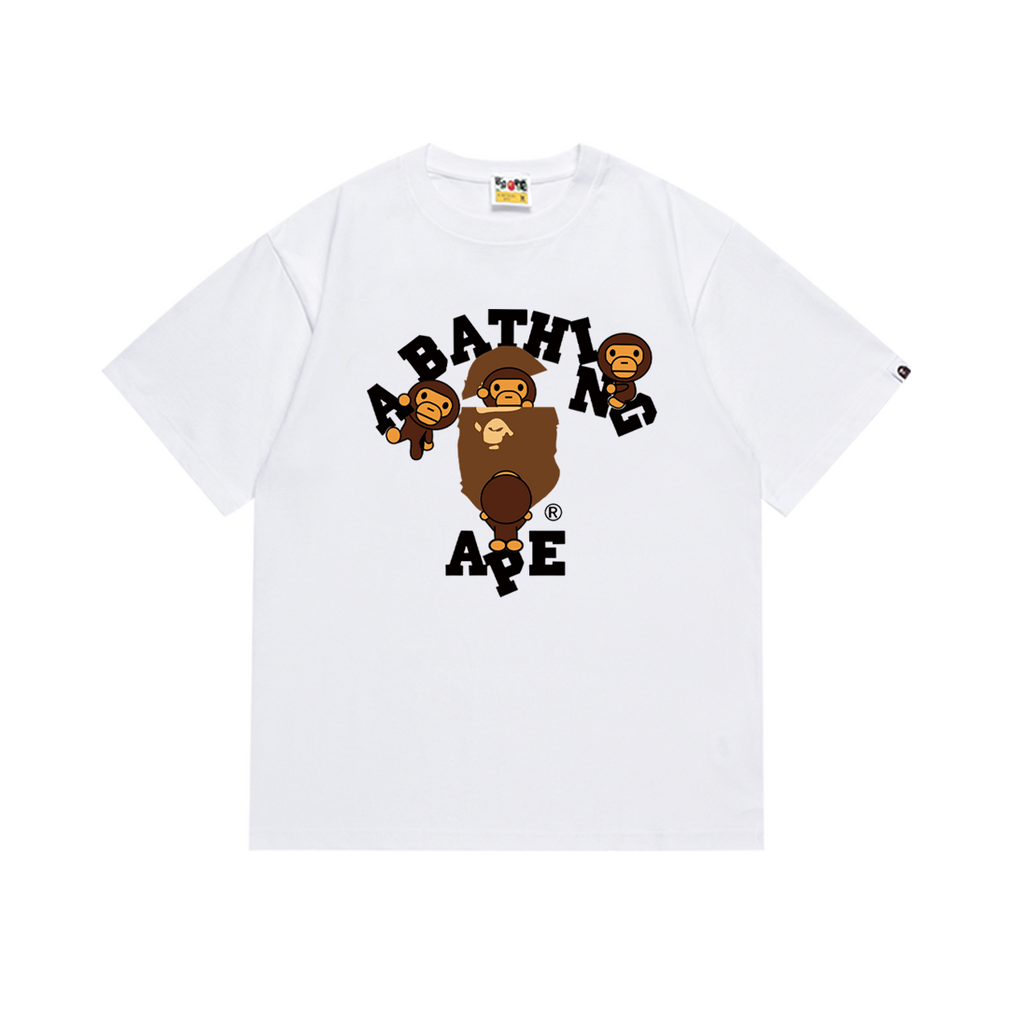 Bathing Shark and ape head print T-Shirt NextBlock