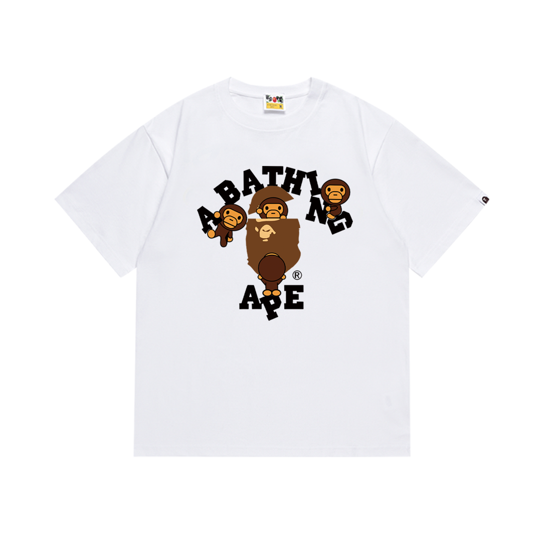 Bathing Shark and ape head print T-Shirt NextBlock