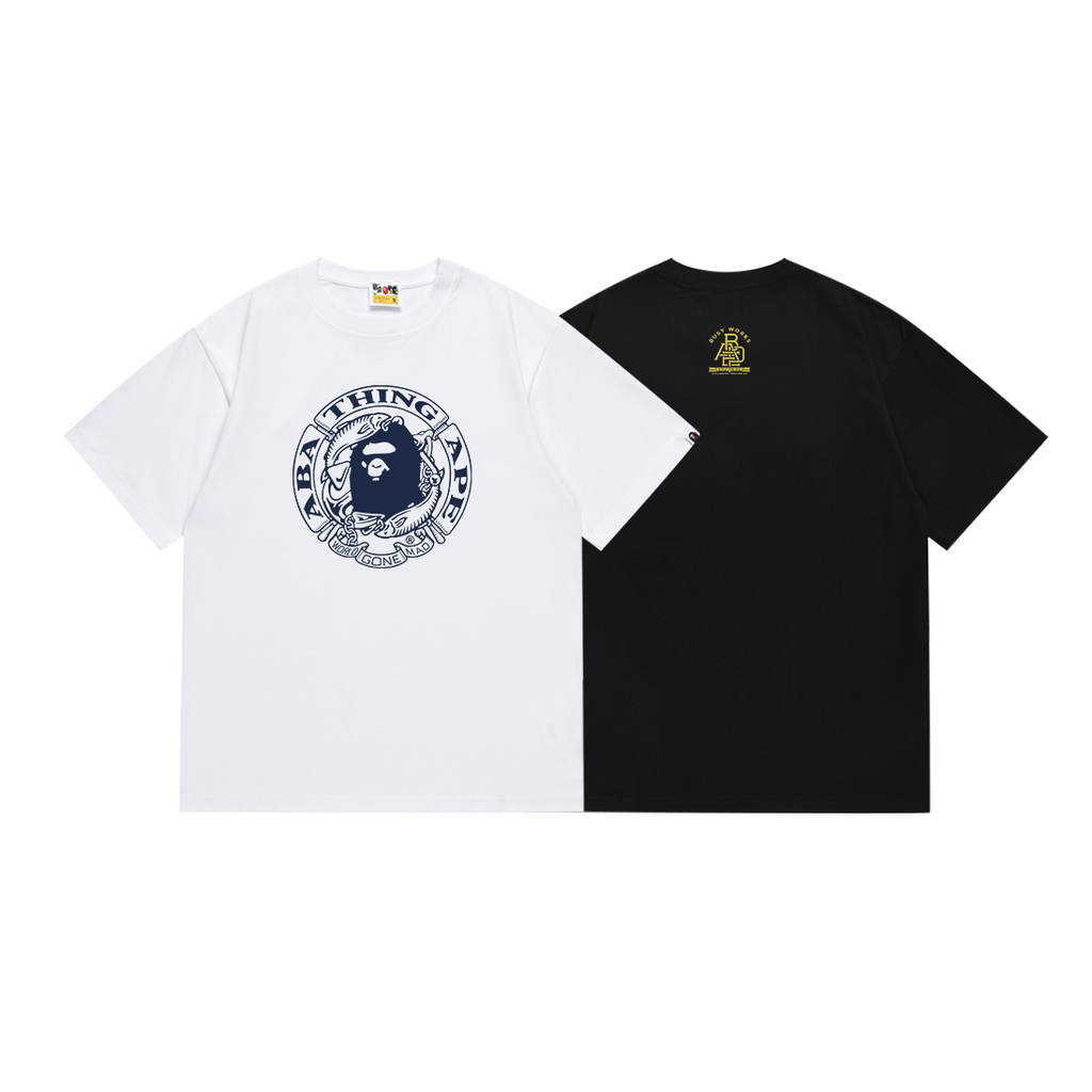 Bathing Shark and ape head print T Shirts NextBlock