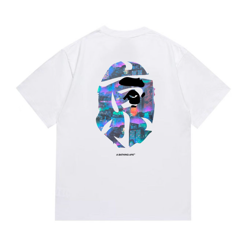 Bathing Shark and ape head print T-Shirt NextBlock