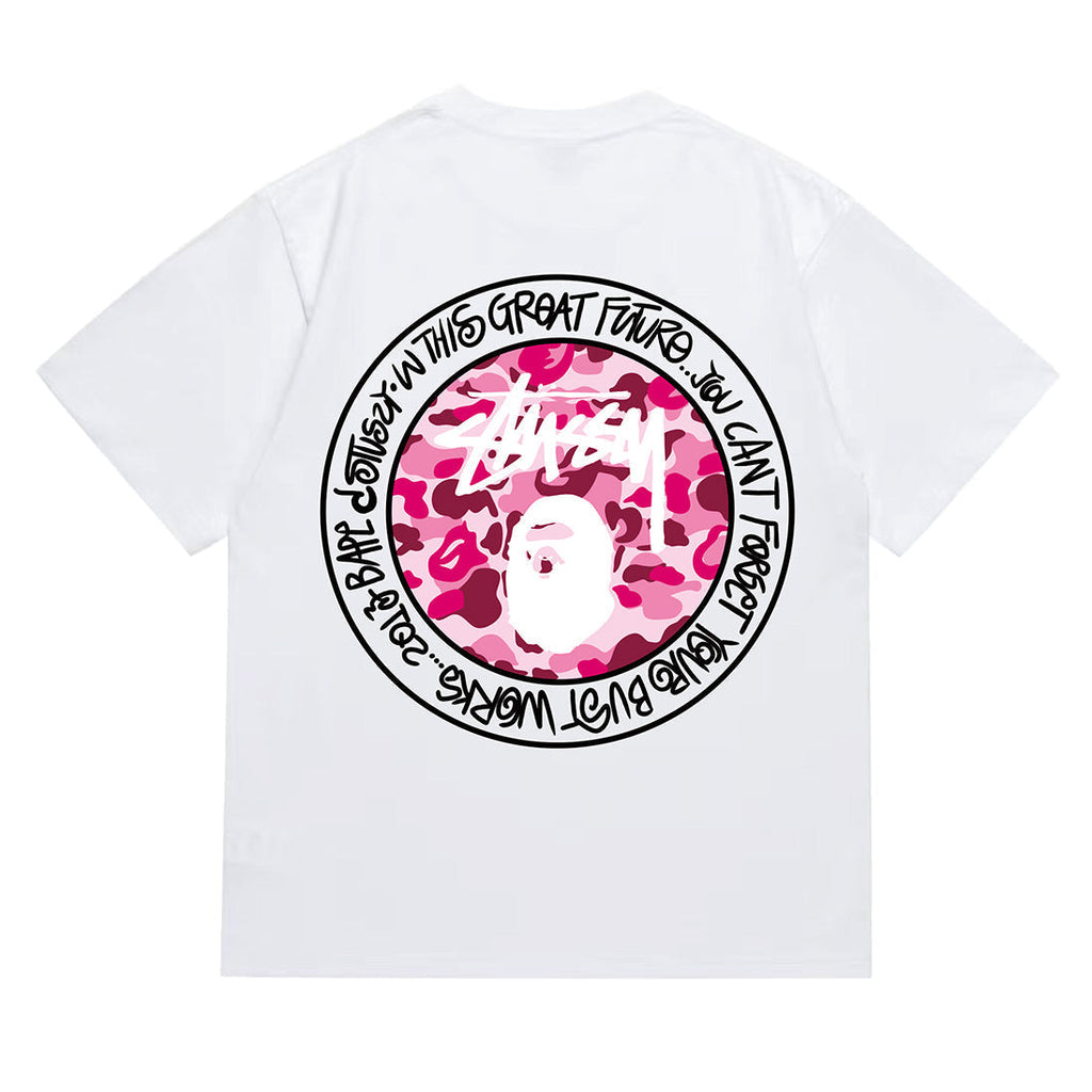 Bathing Shark and ape head print T-Shirt NextBlock