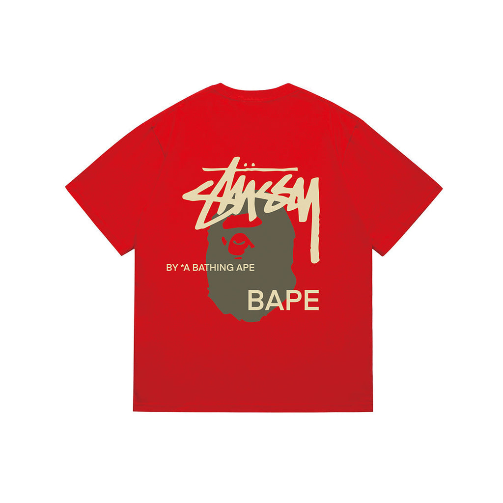 Bathing Shark and ape head print T-Shirt NextBlock