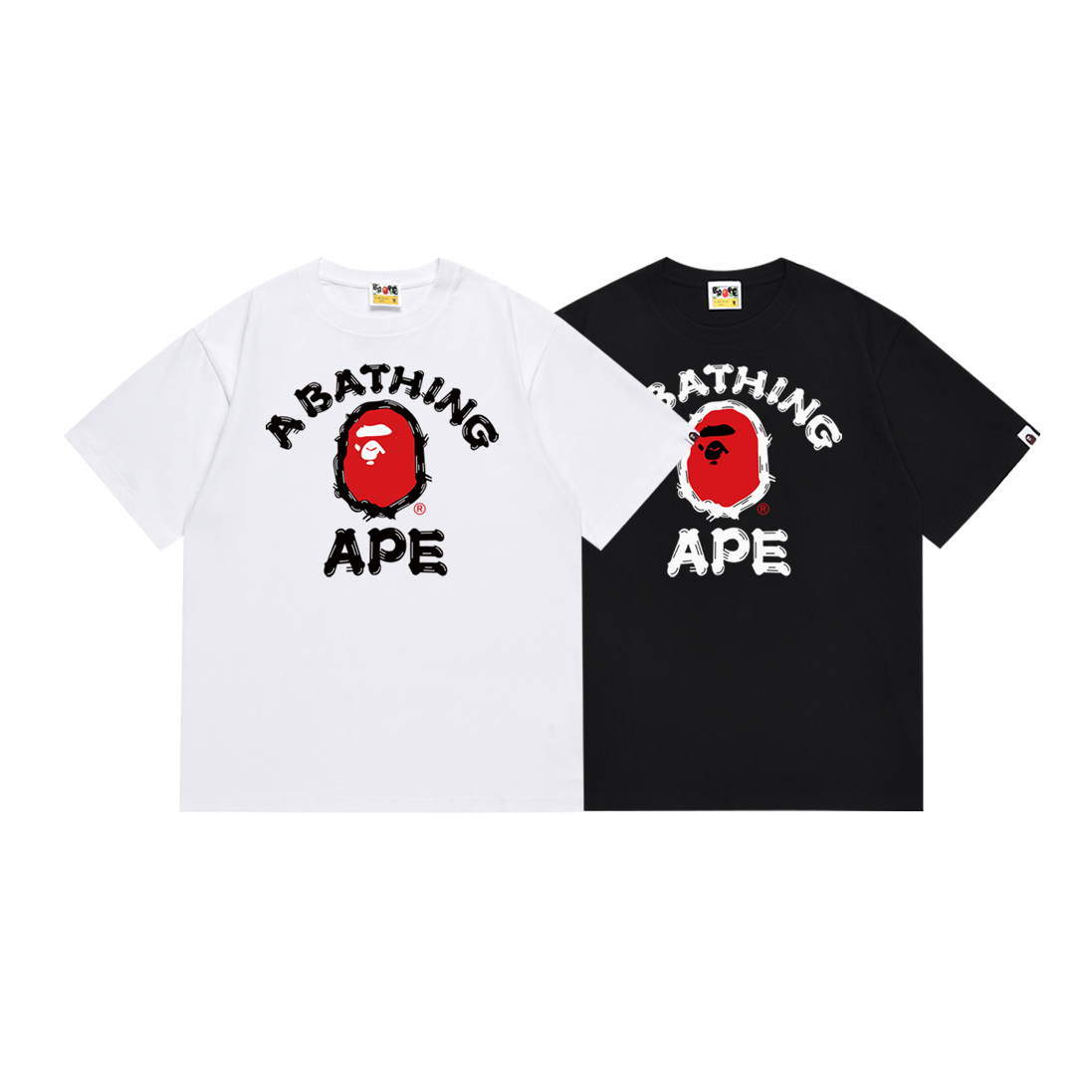 Bathing Shark and ape head print T-Shirt NextBlock