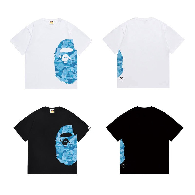 Bathing Shark and ape head print T Shirts NextBlock