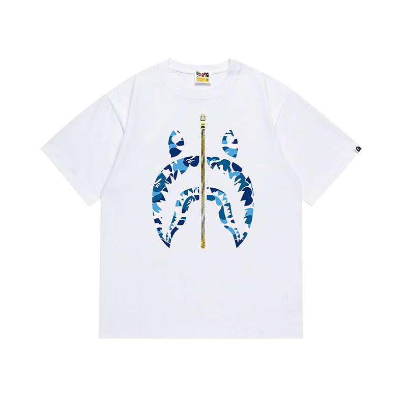 Bathing Shark and ape head print T Shirt NextBlock