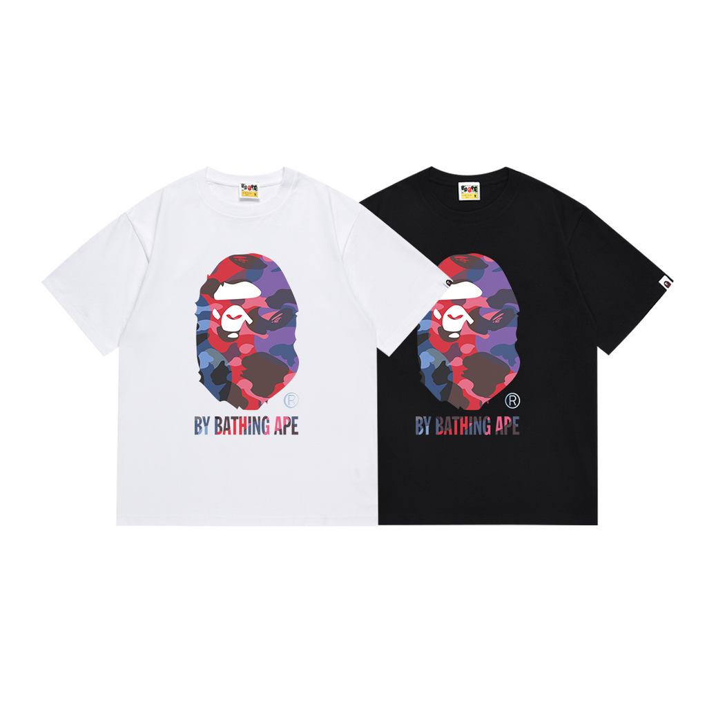 Bathing Shark and ape head print T-Shirt NextBlock
