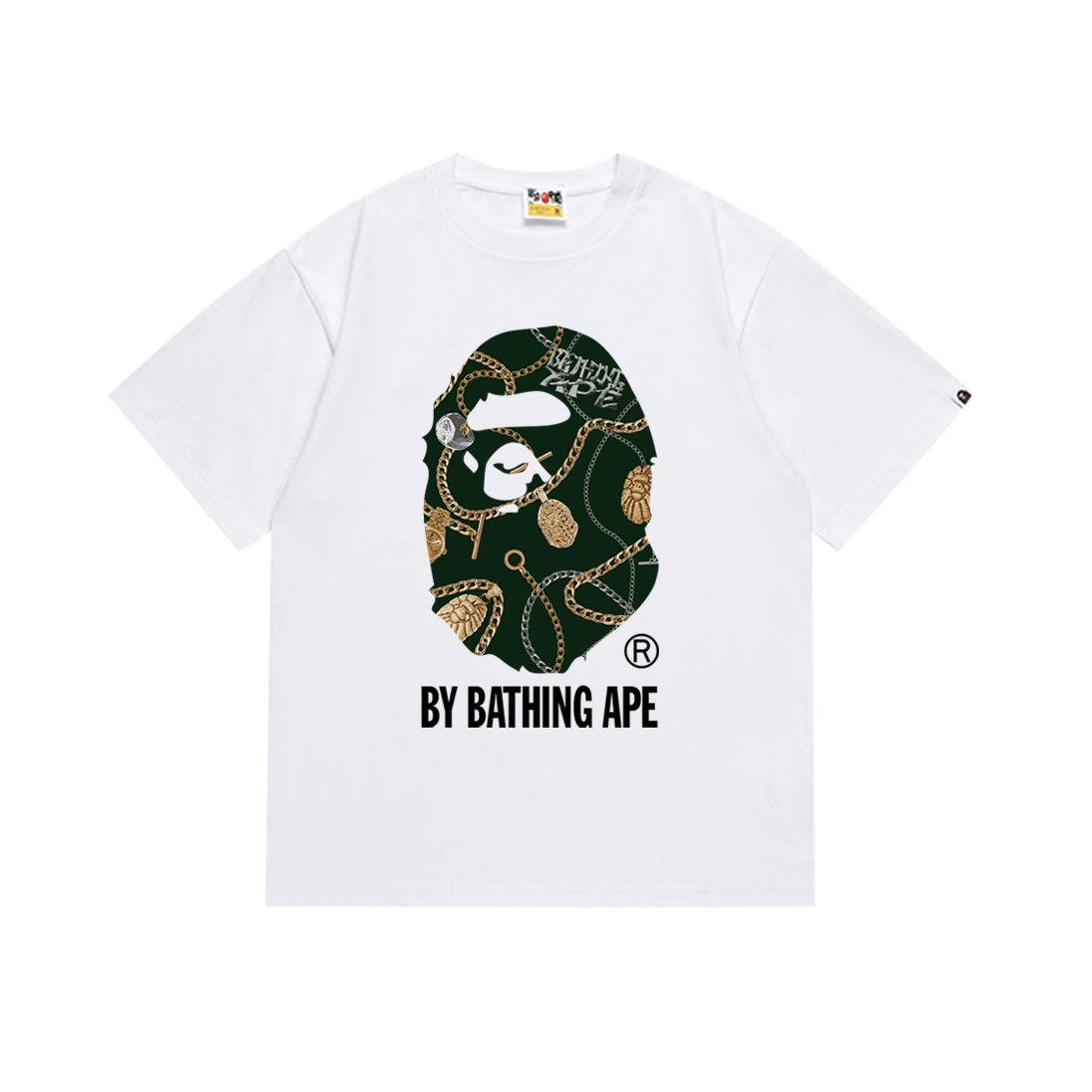 Bathing Shark and ape head print T-Shirt NextBlock