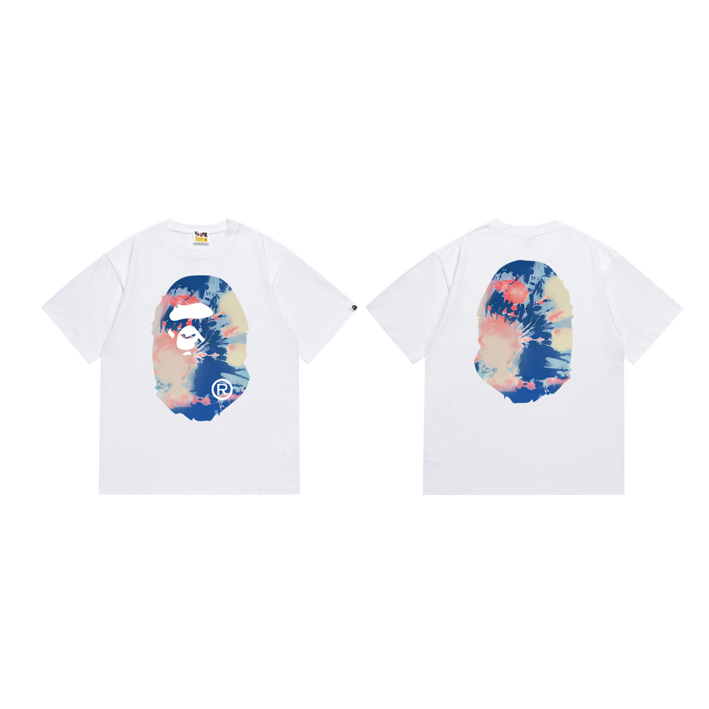 Bathing Shark and ape head print T-Shirt NextBlock