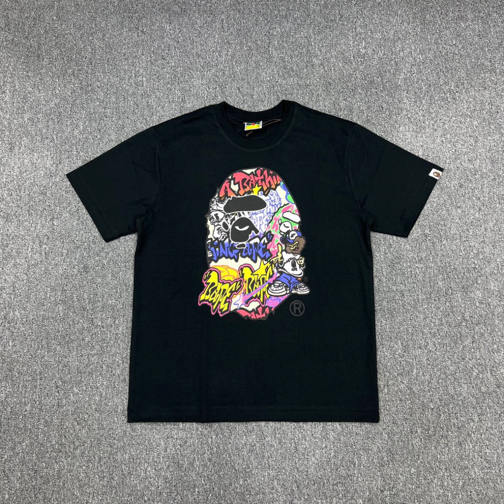 Bathing Shark and ape head print T-Shirt NextBlock