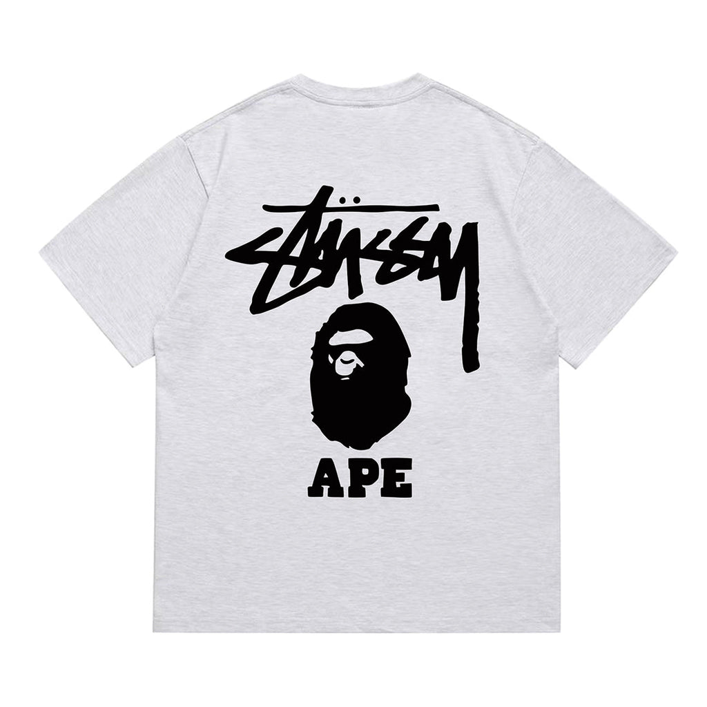 Bathing Shark and ape head print T-Shirt NextBlock