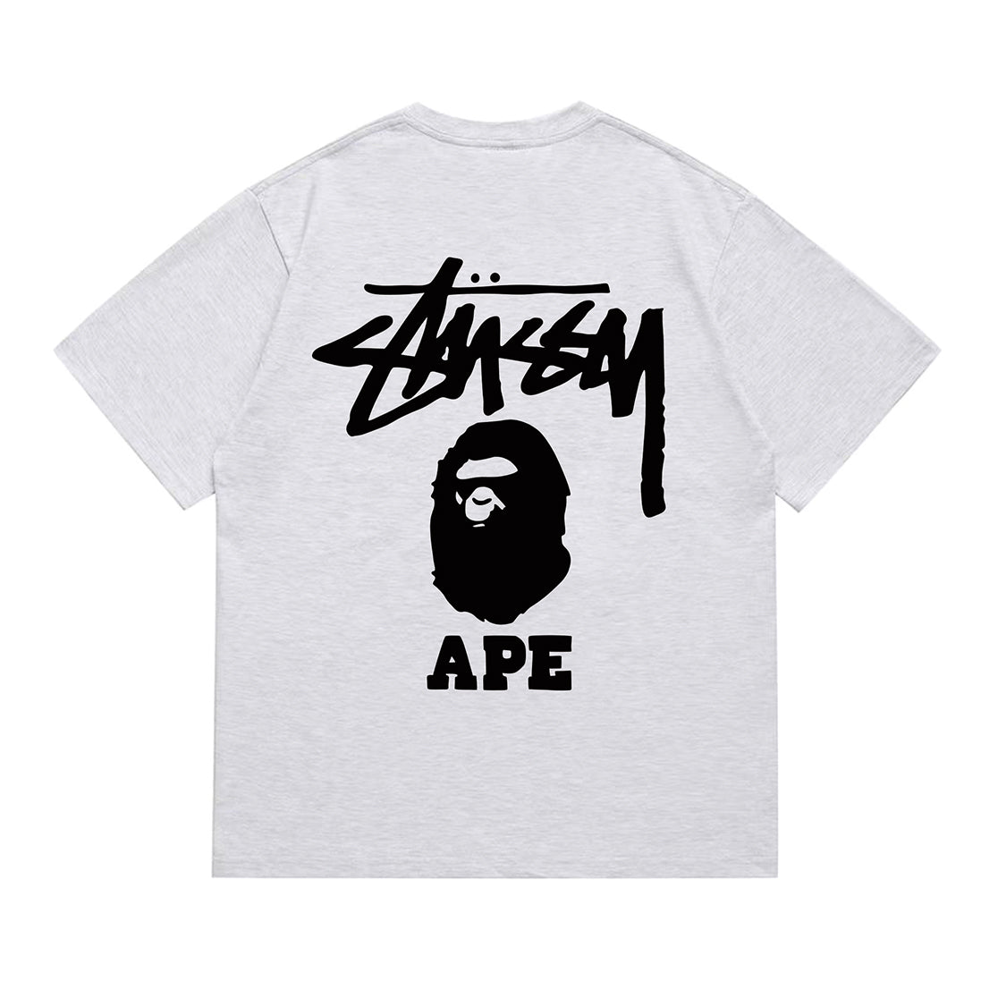 Bathing Shark and ape head print T-Shirt NextBlock