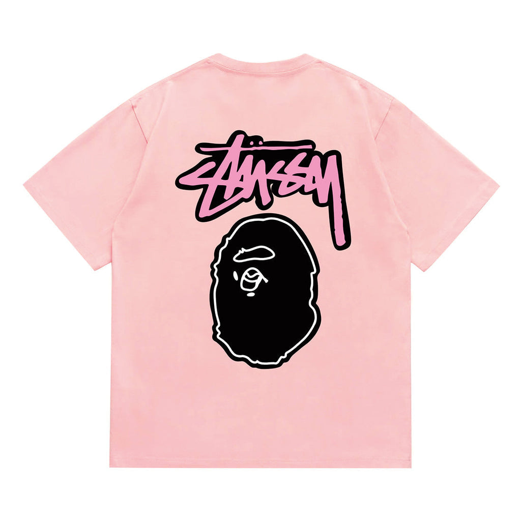 Bathing Shark and ape head print T-Shirt NextBlock