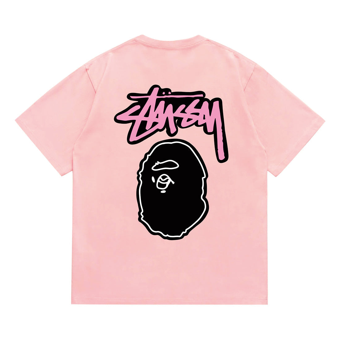 Bathing Shark and ape head print T-Shirt NextBlock