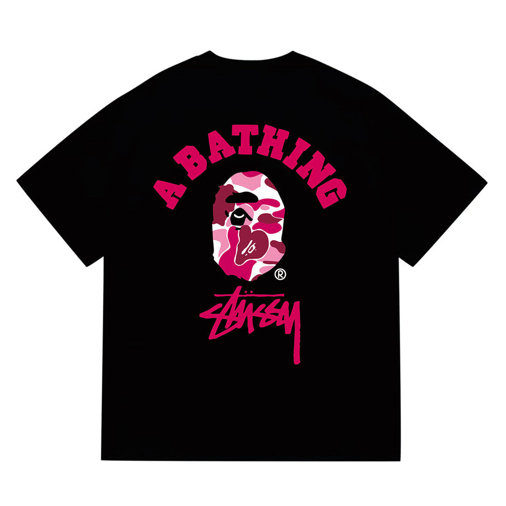 Bathing Shark and ape head print T-Shirt NextBlock