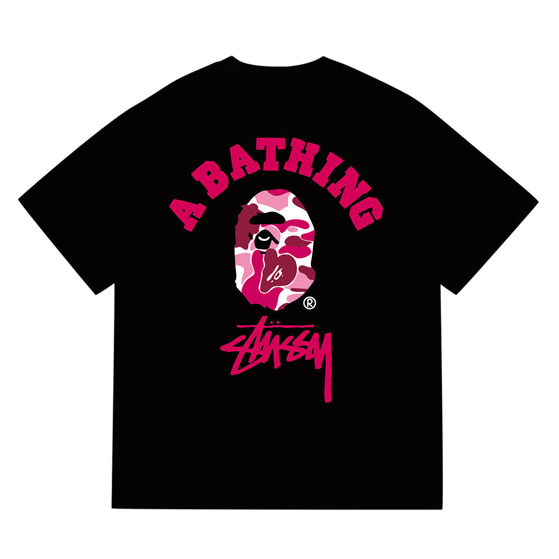 Bathing Shark and ape head print T-Shirt NextBlock