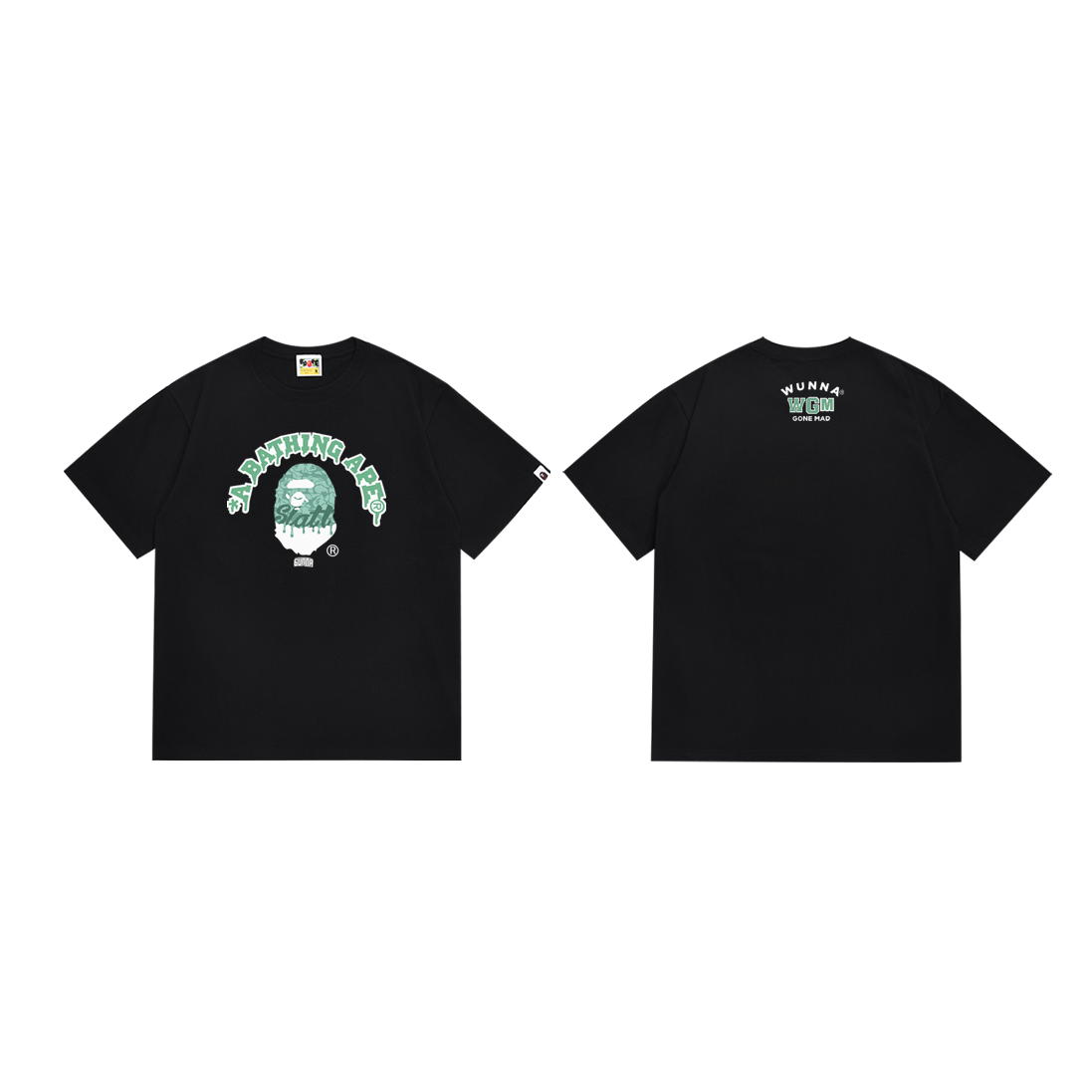 Bathing Shark and ape head print T-Shirt NextBlock