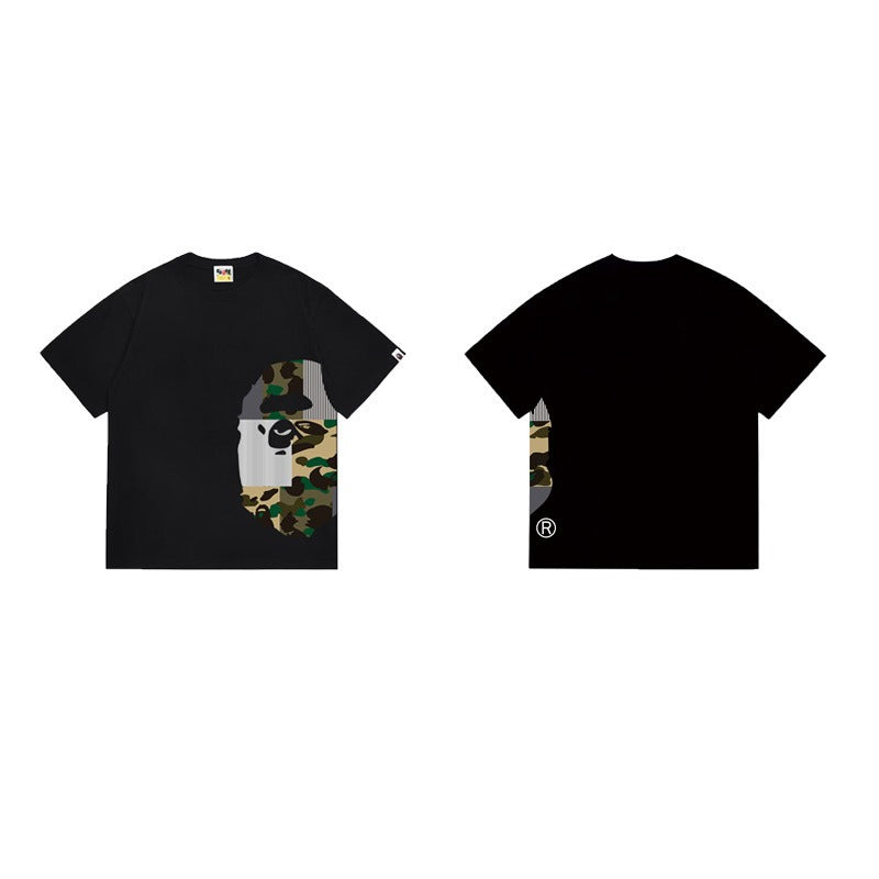 Bathing Shark and ape head print T Shirts NextBlock