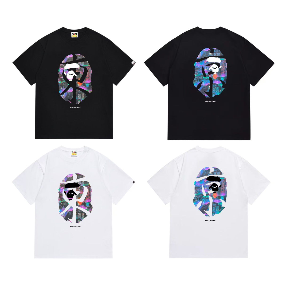Bathing Shark and ape head print T-Shirt NextBlock