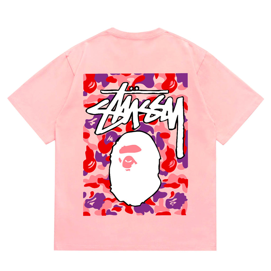 Bathing Shark and ape head print T-Shirt NextBlock