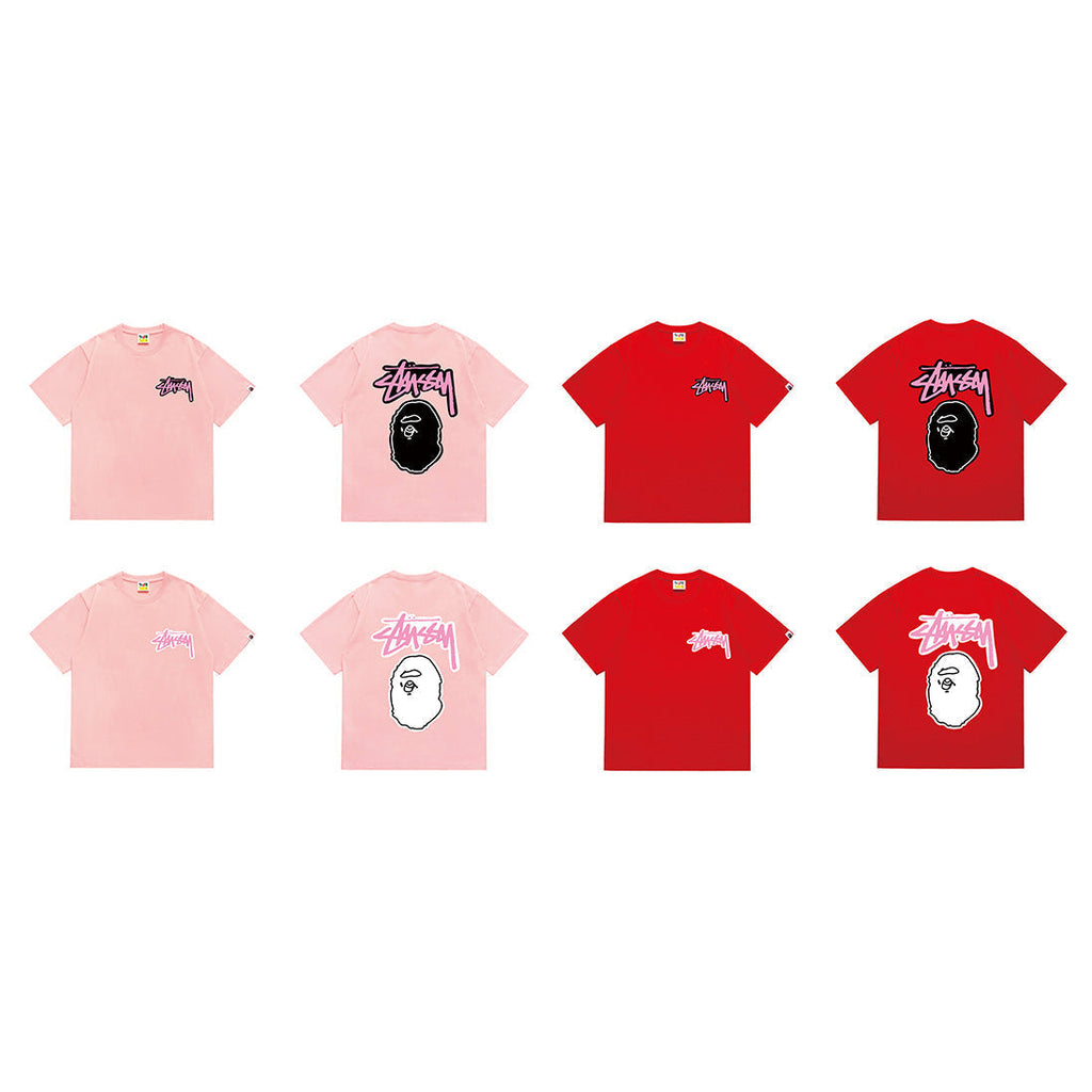 Bathing Shark and ape head print T-Shirt NextBlock
