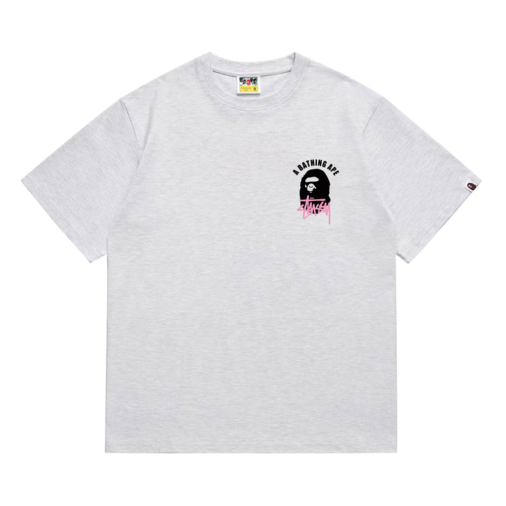 Bathing Shark and ape head print T-Shirt NextBlock