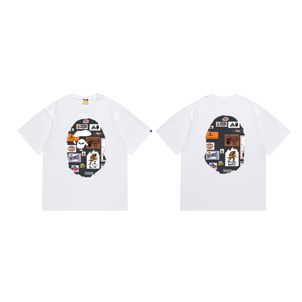 Bathing Shark and ape head print T-Shirt NextBlock