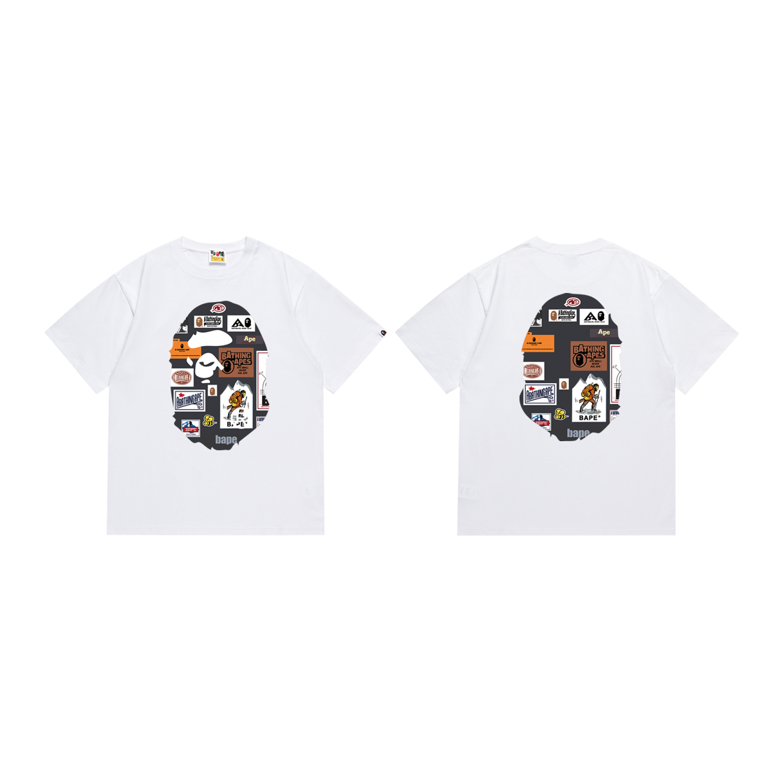 Bathing Shark and ape head print T-Shirt NextBlock