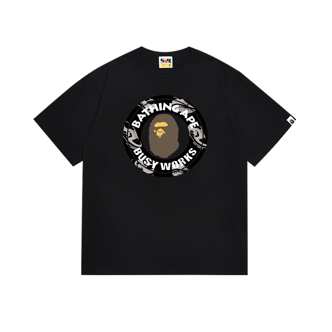 Bathing Shark and ape head print T-Shirt NextBlock