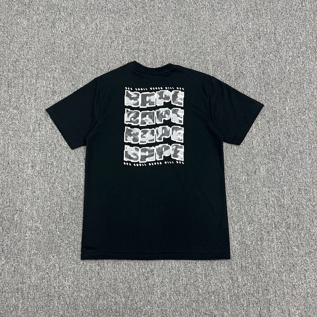 Bathing Shark and ape head print T-Shirt NextBlock