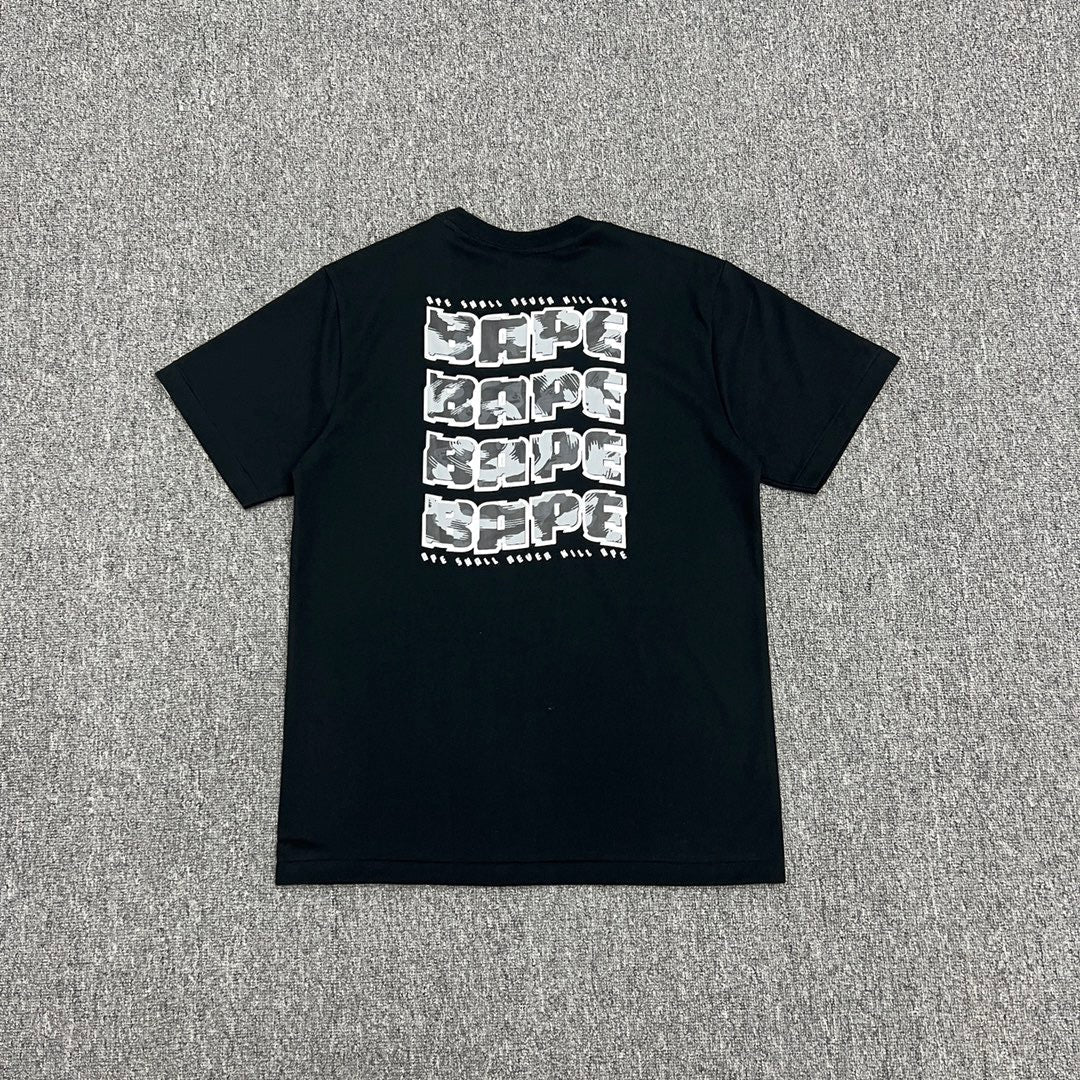 Bathing Shark and ape head print T-Shirt NextBlock