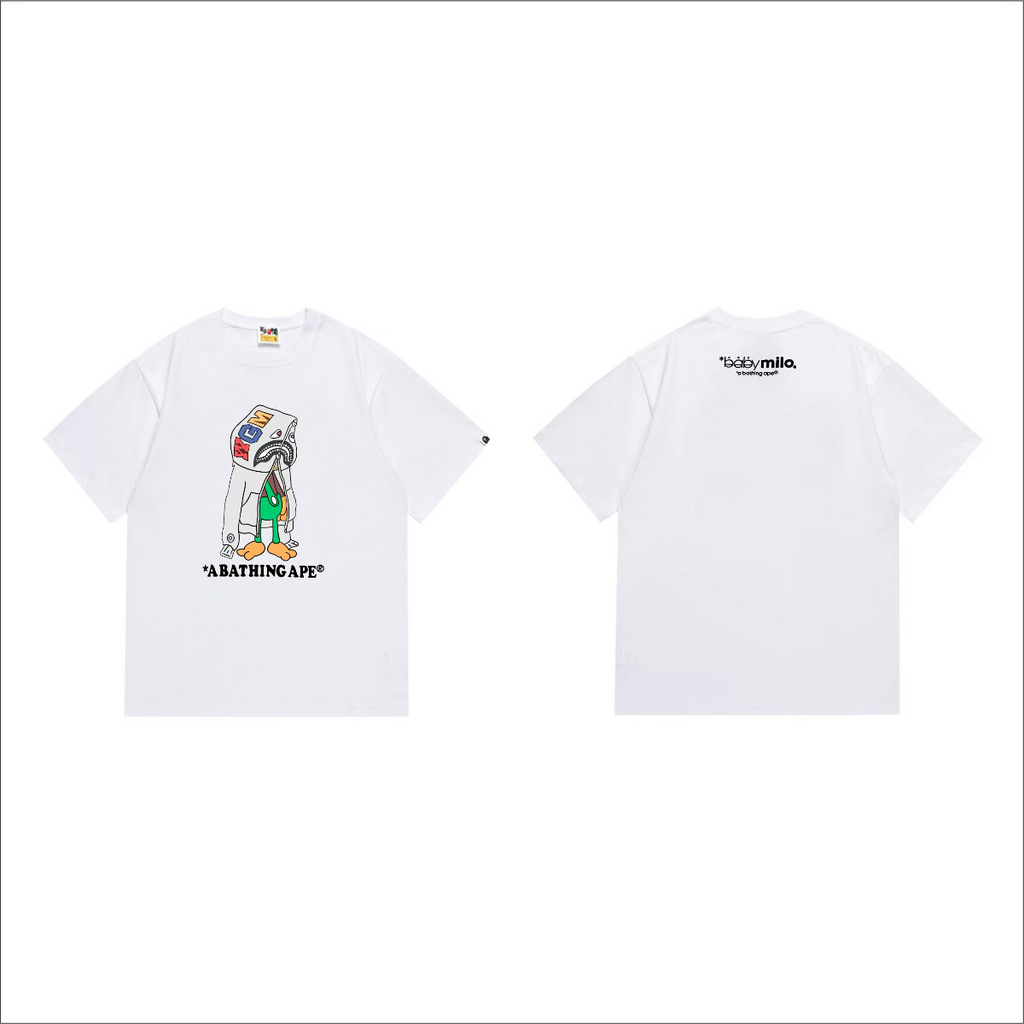 Bathing Shark and ape head print T-Shirt NextBlock