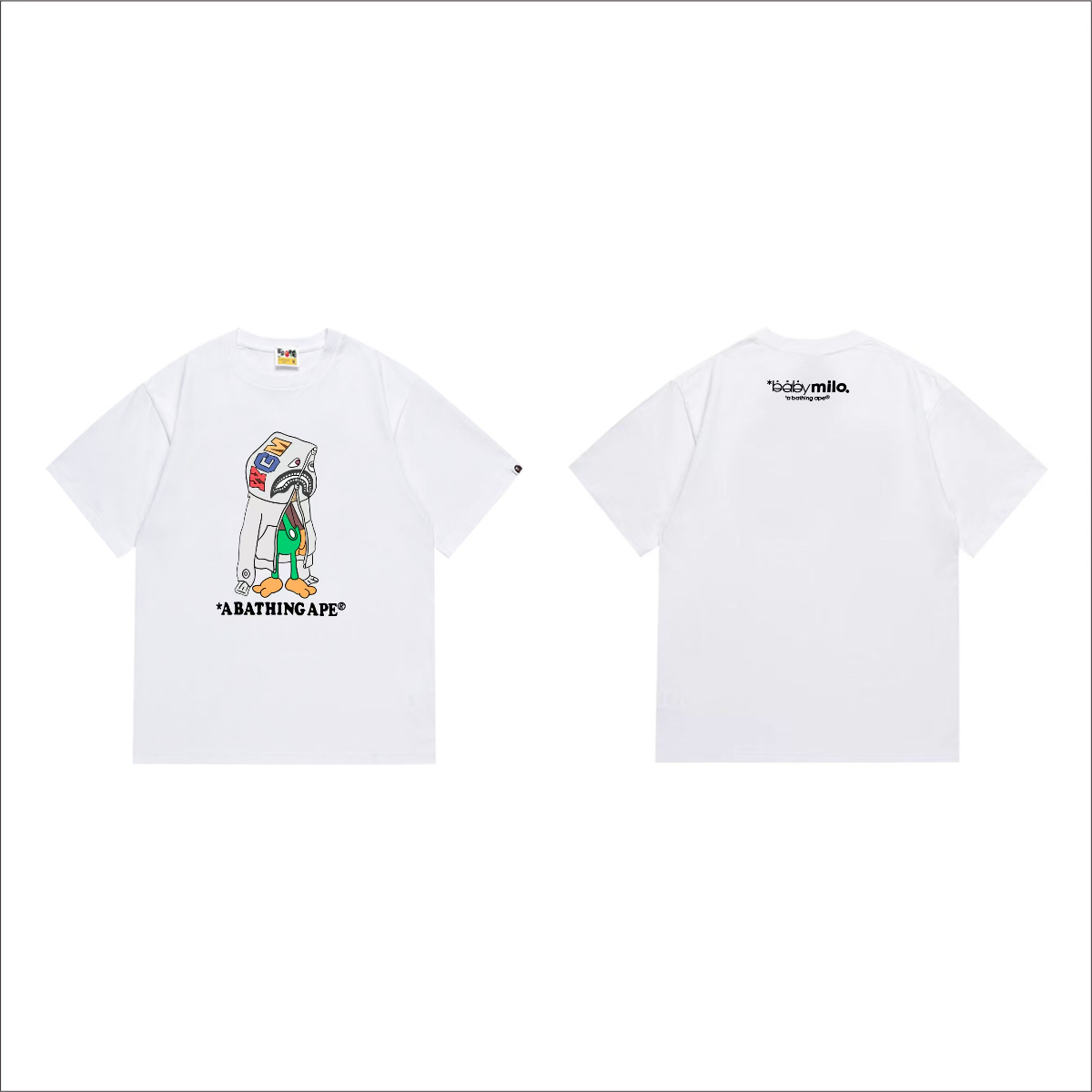 Bathing Shark and ape head print T-Shirt NextBlock