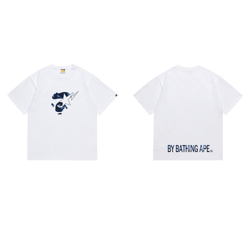 Bathing Shark and ape head print T Shirts NextBlock