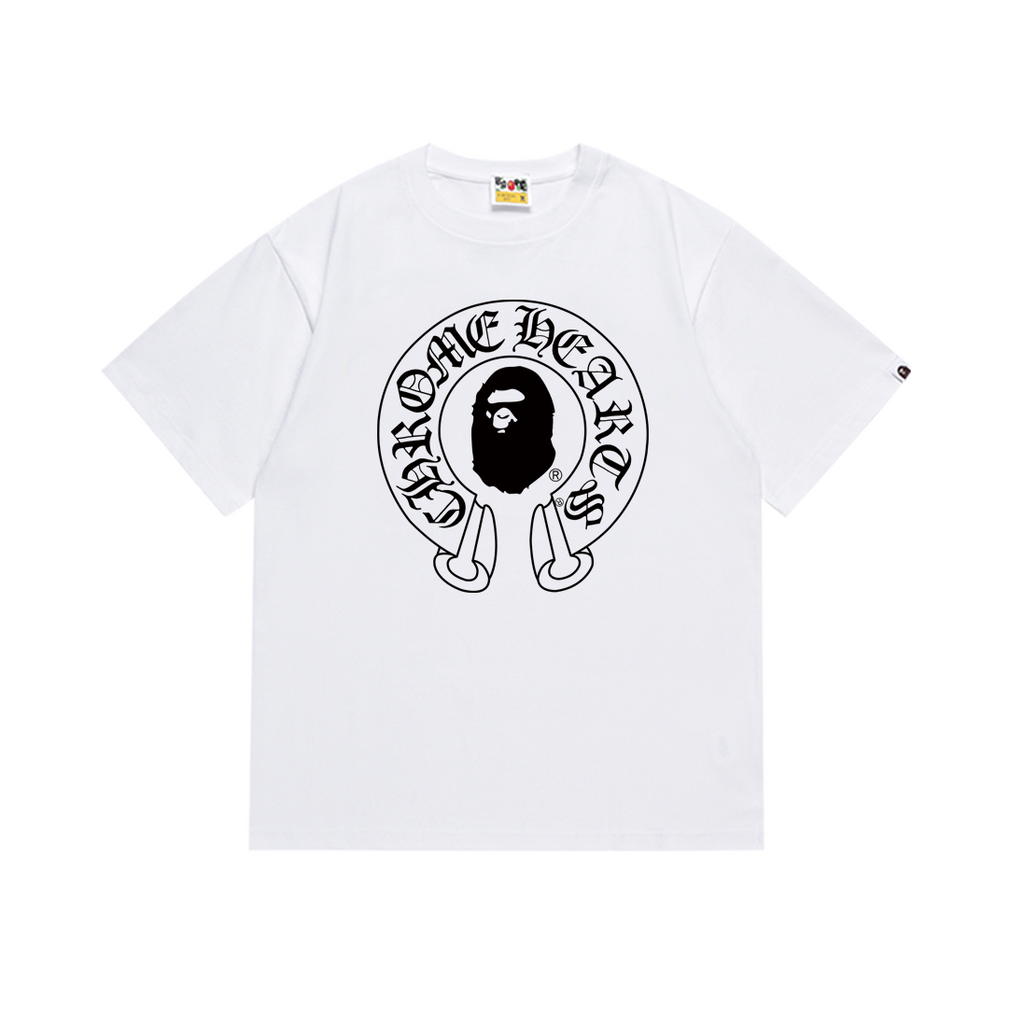 Bathing Shark and ape head print T-Shirt NextBlock