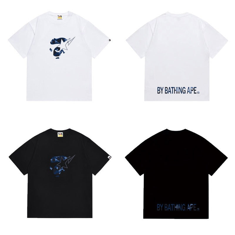 Bathing Shark and ape head print T Shirts NextBlock