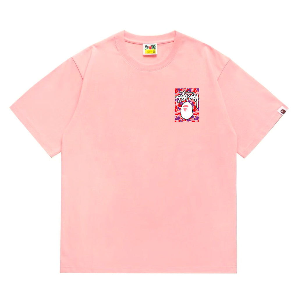 Bathing Shark and ape head print T-Shirt NextBlock