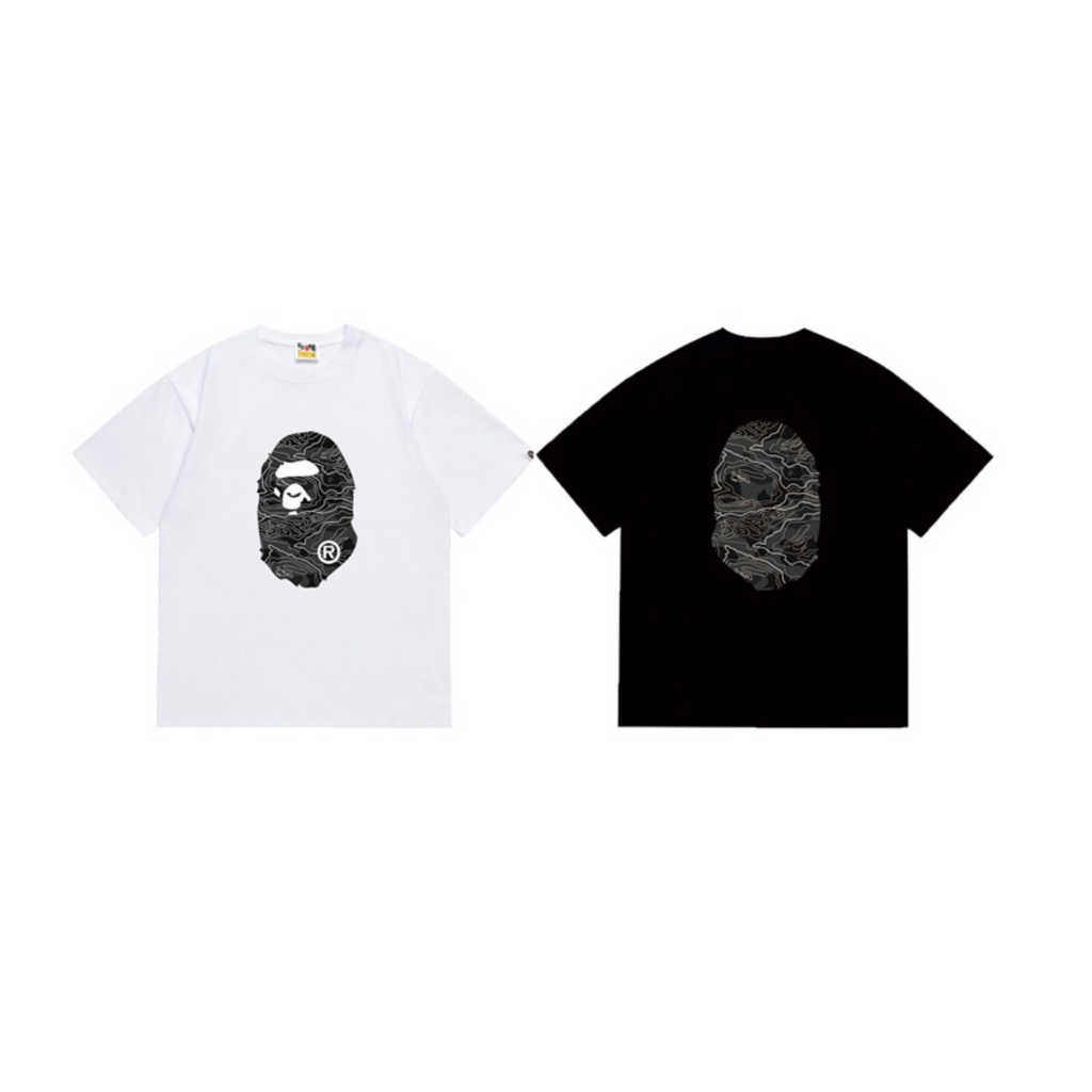 Bathing Shark and ape head print T-Shirt NextBlock