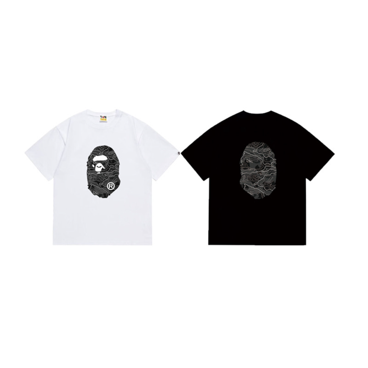 Bathing Shark and ape head print T-Shirt NextBlock