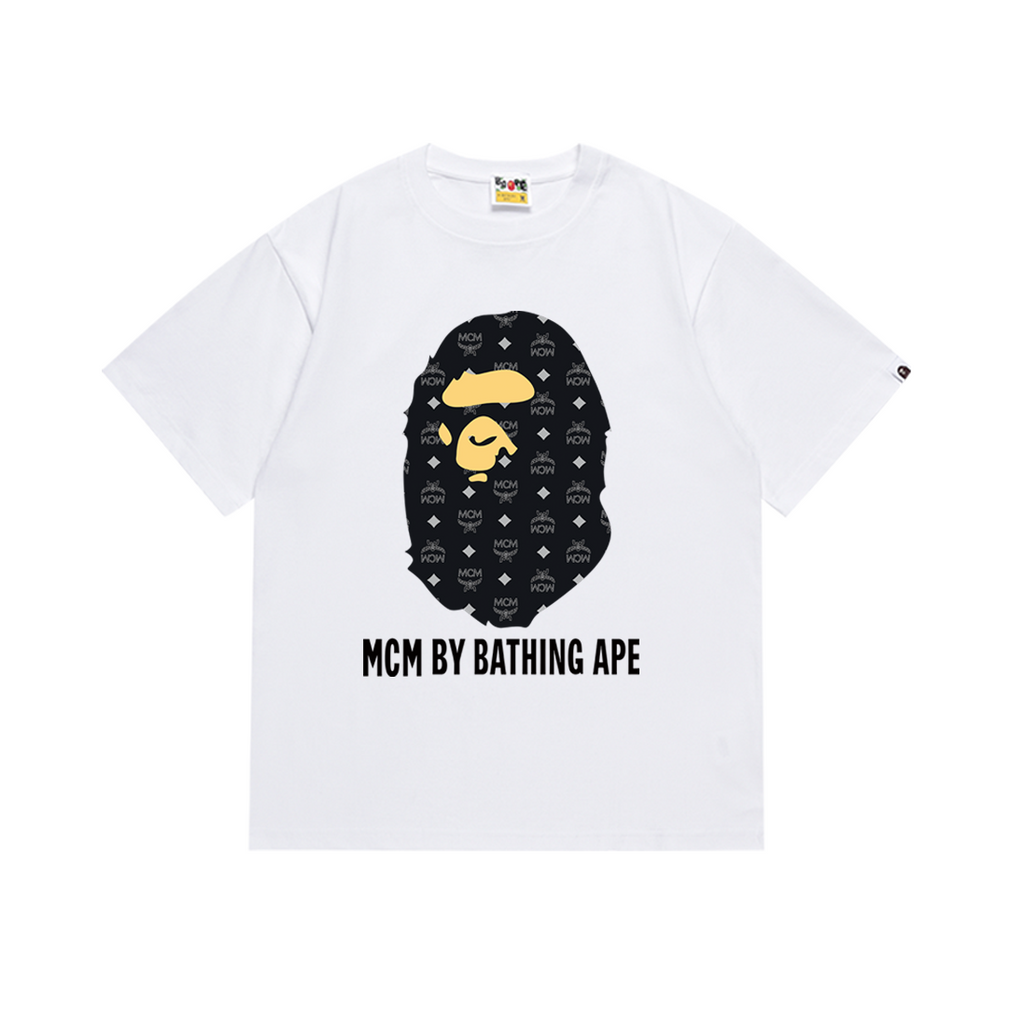 Bathing Shark and ape head print T-Shirt NextBlock