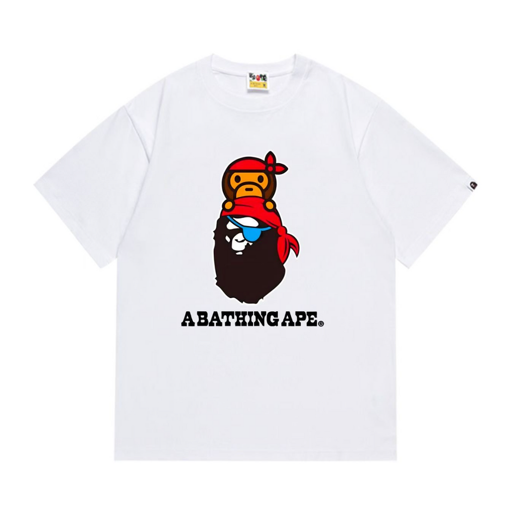 Bathing Shark and ape head print T-Shirt NextBlock