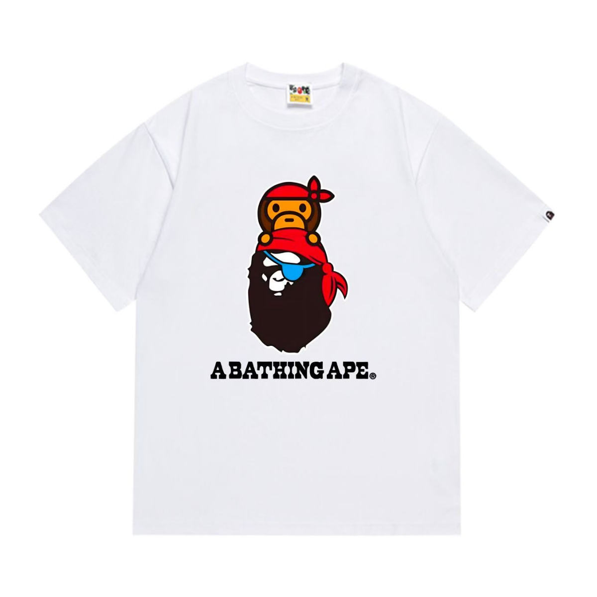 Bathing Shark and ape head print T-Shirt NextBlock