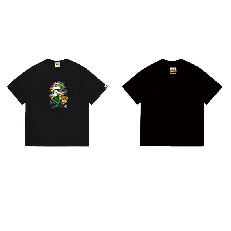 Bathing Shark and ape head print T Shirts NextBlock