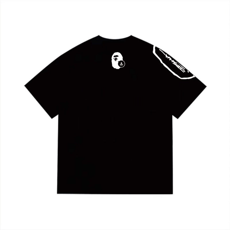 Bathing Shark and ape head print T Shirts NextBlock