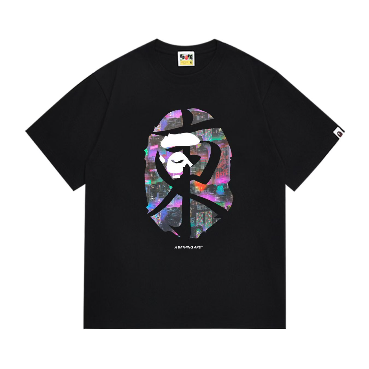 Bathing Shark and ape head print T-Shirt NextBlock
