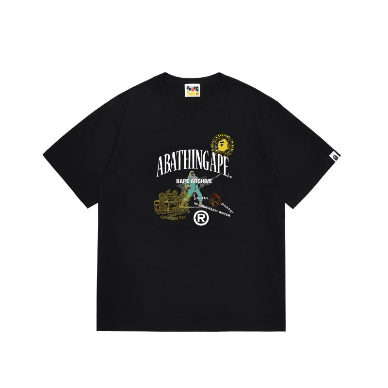 Bathing Shark and ape head print T Shirts NextBlock